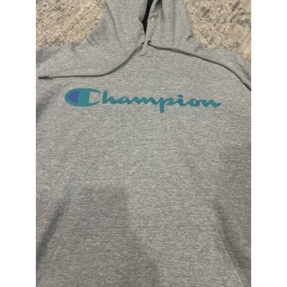 NWT CHAMPION Sz Large Grey Cotton Blend Jersey Men's Sweatshirt Hoodie Pullover - Picture 2 of 5